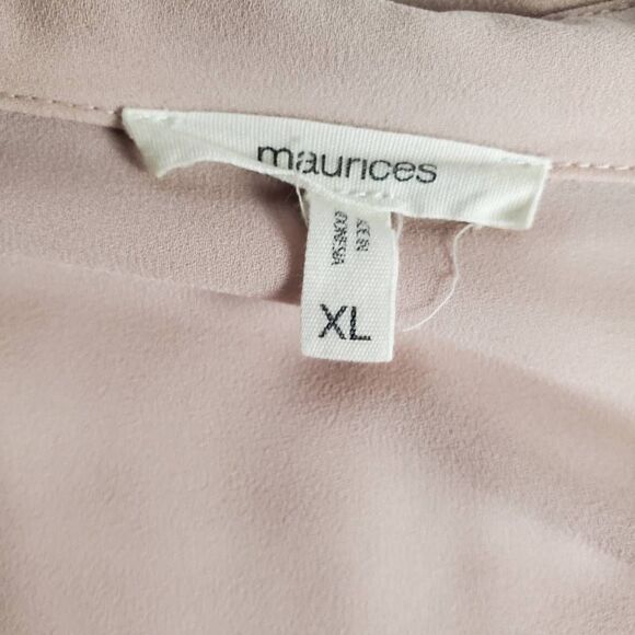 Maurices Women’s Blouse XL Pink Long Sleeve Collared Button Down Shirt - Picture 5 of 8